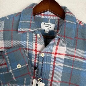 NEW Sperry Premium Apparel Mens Small Teal Plaid Soft Flannel Shirt SP7100